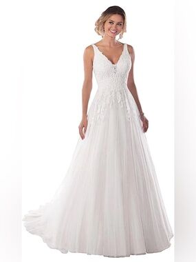 Lace Bodice A-Line Wedding Dress in White